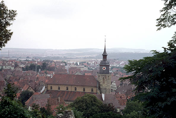 the steeple dominates the town
