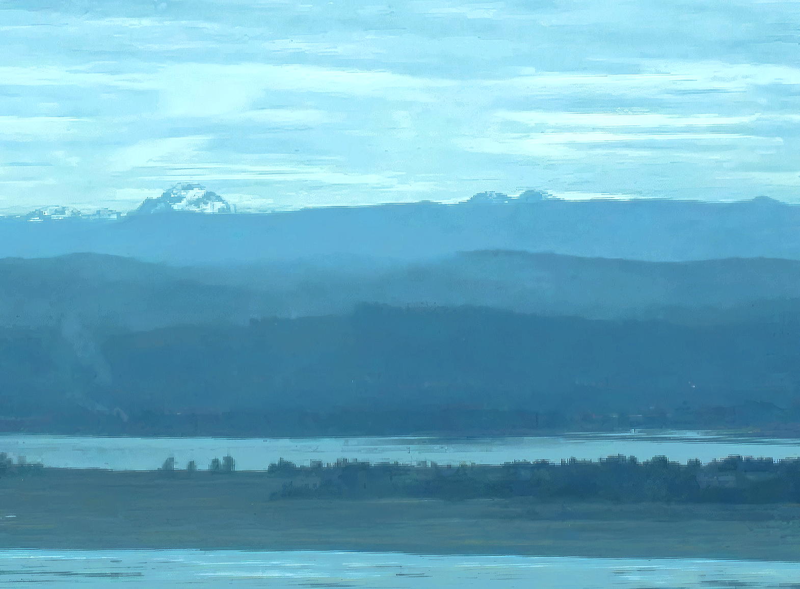 Coastal Oregon, and a view of mountains inland
