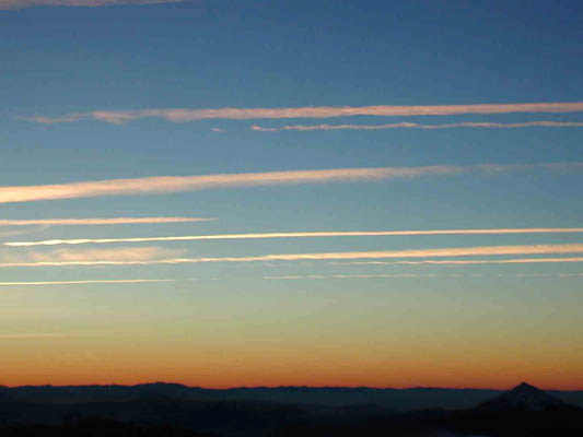 contrails in the sunset