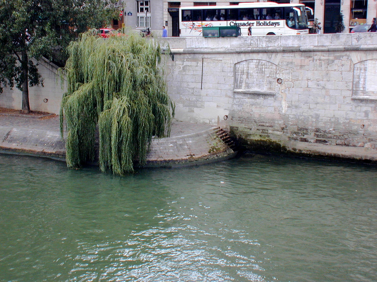 Down the embankment