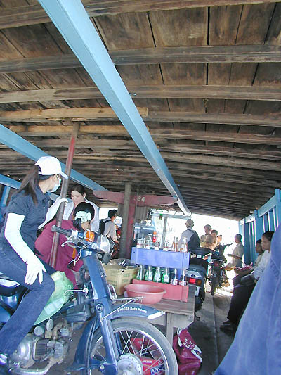 local ferry to an island in the mekong river northeast of the city