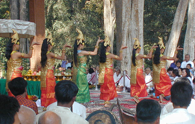 a buddhist temple dance at the bayon