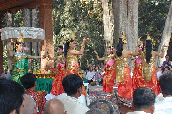 a buddhist temple dance at the bayon