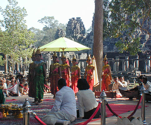 a buddhist temple dance at the bayon