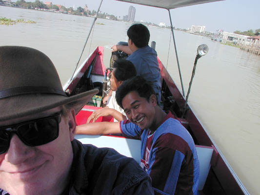 yours truly in a hired long-tail boat on the way to ko kret island