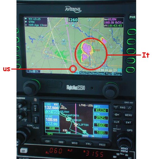 what the storm looks like on the avionics