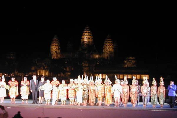 balinese and cambodian dancers take a curtain call