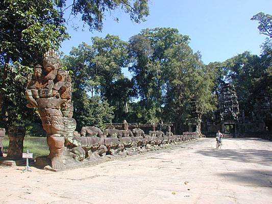 stone figures guard a causeway