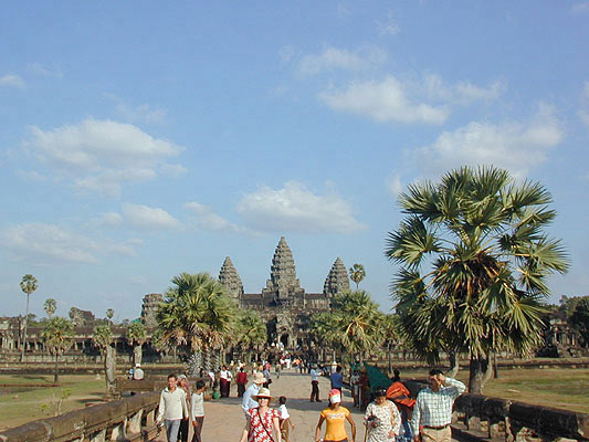 angkor wat is never without a crowd in the dry season