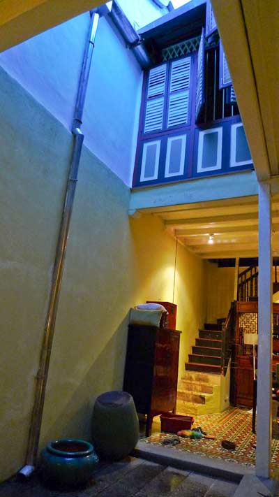 shophouse interior at dusk